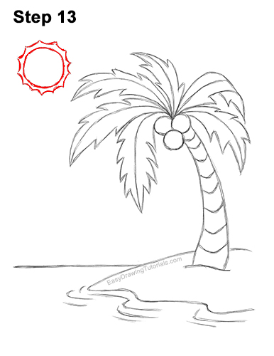 Draw Cartoon Palm Tree Island 13 How to Draw Cartoon Palm Tree Tropical Island Beach 13