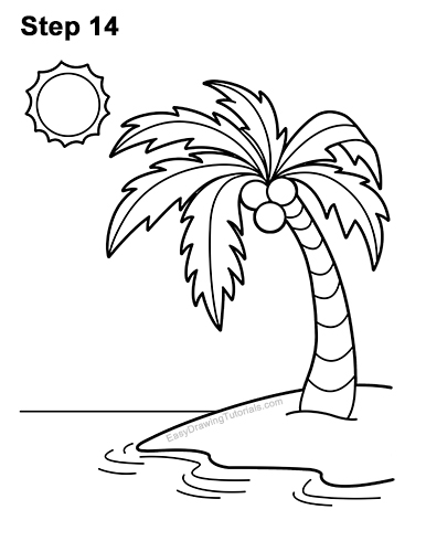 Draw Cartoon Palm Tree Island 14 How to Draw Cartoon Palm Tree Tropical Island Beach 14