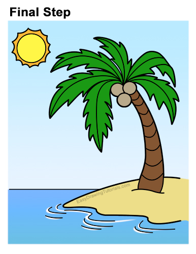 Draw Cartoon Palm Tree Island How to Draw Cartoon Palm Tree Tropical Island Beach Clipart