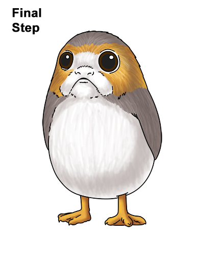 Draw Porg Star Wars How to Draw Cute Porg Star Wars Episode VIII Last Jedi