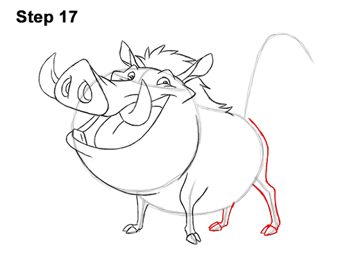 Draw Pumbaa Lion King 17 How to Draw Pumbaa Pumba Pig Warthog Lion King Disney 17