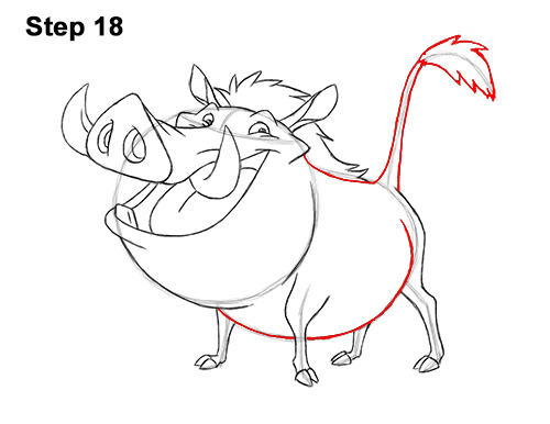 Draw Pumbaa Lion King 18 How to Draw Pumbaa Pumba Pig Warthog Lion King Disney 18