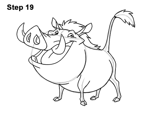 Draw Pumbaa Lion King 19 How to Draw Pumbaa Pumba Pig Warthog Lion King Disney 19