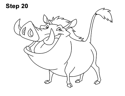Draw Pumbaa Lion King 20 How to Draw Pumbaa Pumba Pig Warthog Lion King Disney 20