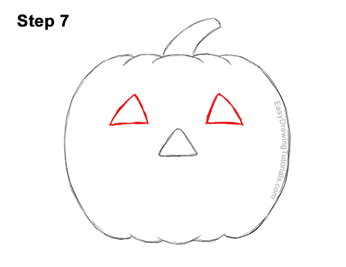 How to Draw a Halloween Pumpkin jack-o-lantern Smiling 7