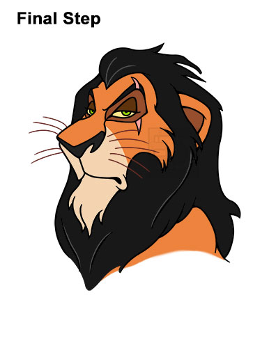Draw Scar Lion King Final Step How to Draw Disney Villain Scar Last