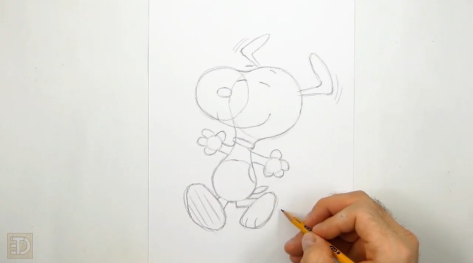 How to Draw Snoopy Ears Flapping Upward