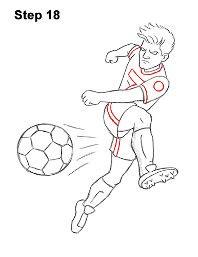 Draw Soccer Player Kicking Ball 18 How to Draw Cartoon Soccer Football Player Kicking Ball 18