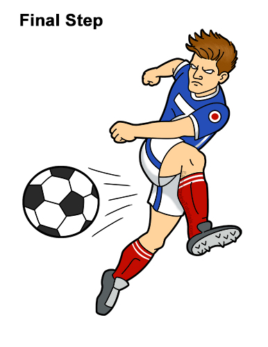 Draw Soccer Player Kicking Ball How to Draw Cartoon Soccer Football Player Kicking Ball