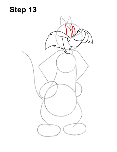 Draw Sylvester Cat Looney Tunes 13 How to Draw Sylvester Cat Looney Tunes Full Body 13