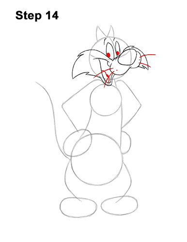 Draw Sylvester Cat Looney Tunes 14 How to Draw Sylvester Cat Looney Tunes Full Body 14