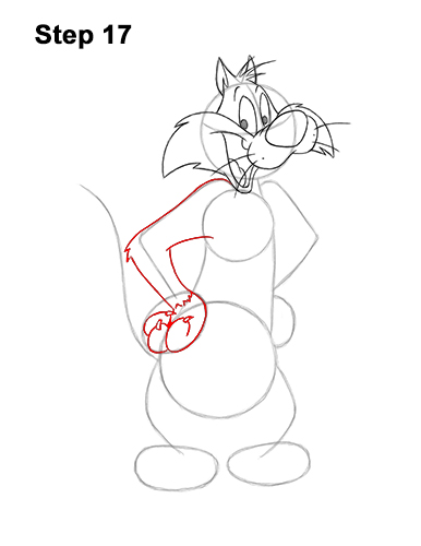 Draw Sylvester Cat Looney Tunes 17 How to Draw Sylvester Cat Looney Tunes Full Body 17