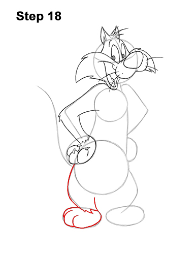 Draw Sylvester Cat Looney Tunes 18 How to Draw Sylvester Cat Looney Tunes Full Body 18