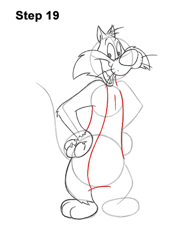Draw Sylvester Cat Looney Tunes 19 How to Draw Sylvester Cat Looney Tunes Full Body 19