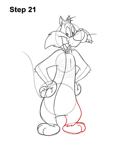 Draw Sylvester Cat Looney Tunes 21 How to Draw Sylvester Cat Looney Tunes Full Body 21