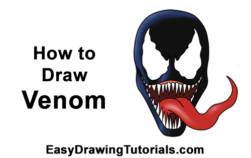 Draw Venom Head How to Draw Venom Head Spider-Man Marvel