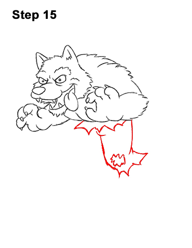 How to Draw Cartoon Werewolf Wolf Monster Halloween 15