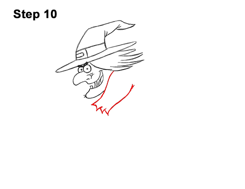 How to Draw Cartoon Witch Flying Broom Halloween 10
