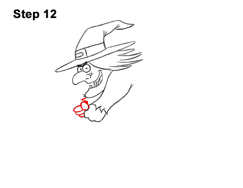 How to Draw Cartoon Witch Flying Broom Halloween 12