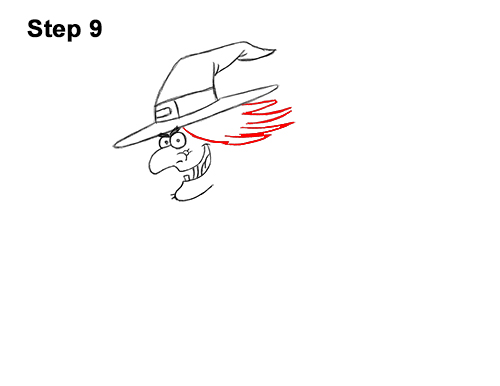 How to Draw Cartoon Witch Flying Broom Halloween 9