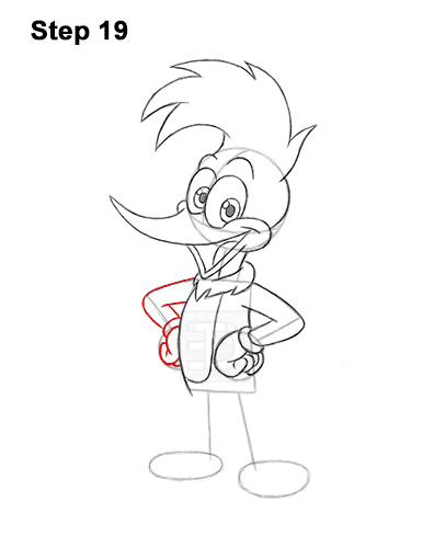How to Draw Woody Woodpecker Full Body 19