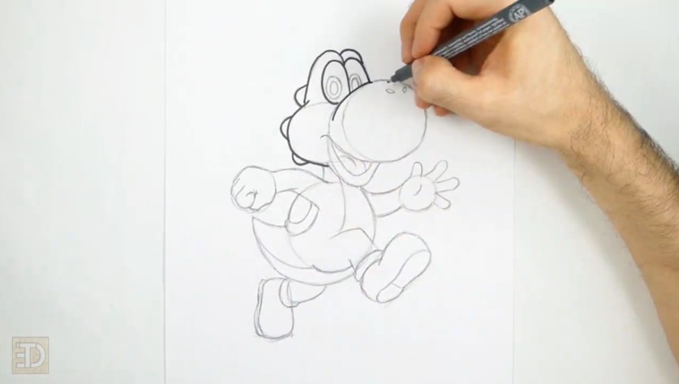 How to Draw Yoshi Inking