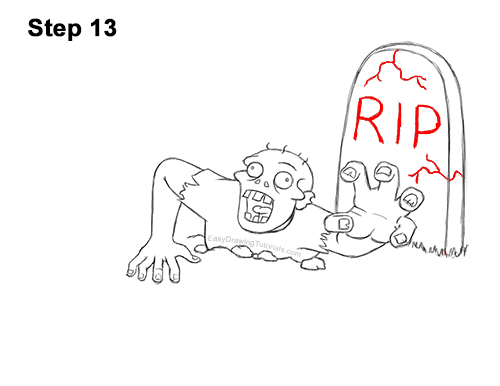 Draw Zombie Grave Tombstone 13 How to Draw Cartoon Zombie Coming out of the Ground 13