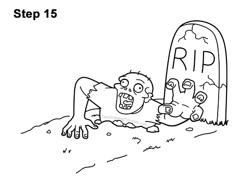 Draw Zombie Grave Tombstone 15 How to Draw Cartoon Zombie Coming out of the Ground 15