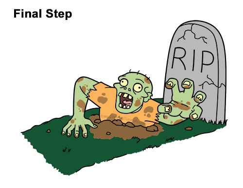 Draw Zombie Grave Tombstone How to Draw Cartoon Zombie Coming out of the Ground Clipart